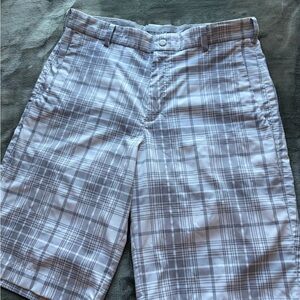 Nike Men's White and Gray Plaid Shorts